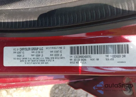 2013 Chrysler 200 Lx from USA, damaged, VIN 1C3CCBAB8DN669761